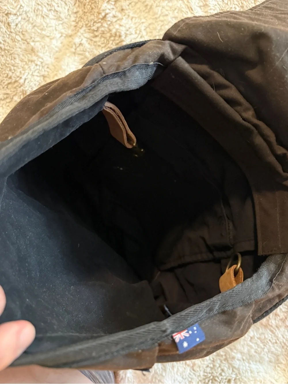 Oilskin backpack Australian